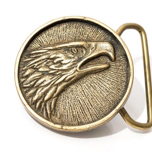 BTS Genuine Leather Belt with Solid‎ Brass Belt Eagle Buckle Rare Vintage 1983 Vintage United States Army Belt Buckle Indiana Metal Craft  main image 4