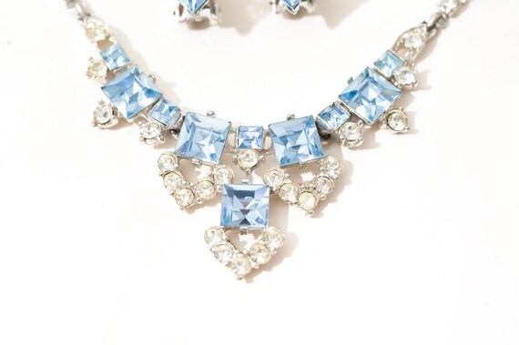 Vintage Rhinestone Necklace and Earrings Set, Sig… - image 3