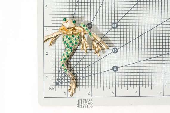 Large Frog Brooch, Sitting on Bamboo - image 10