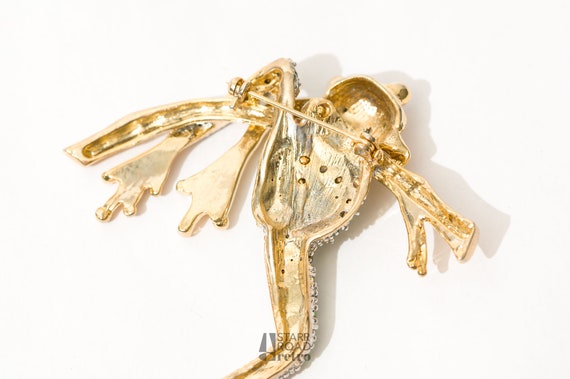 Large Frog Brooch, Sitting on Bamboo - image 8