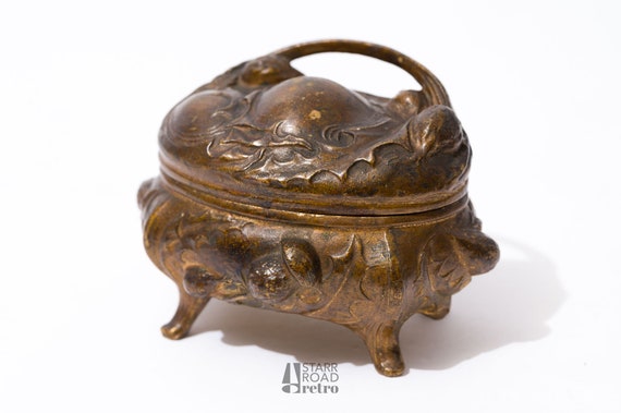 Vintage Cask Jewelry Box, Art Nouveau, Floral des… - image 1