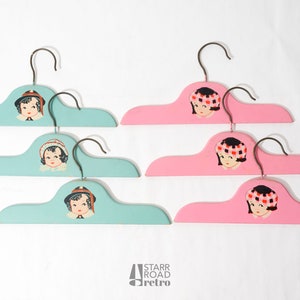 Vintage Child&#39;s Hangers, Blue and Pink, Boy and Girl