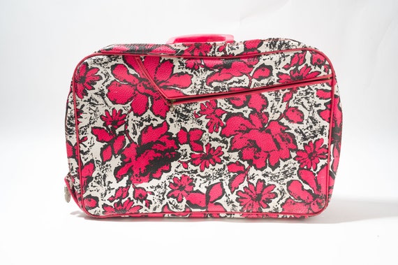 Vintage Floral Suitcase, Mod, Pink - image 1