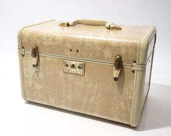 Estuche de tren vintage, Samsonite, Shwayder Bros, color tostado