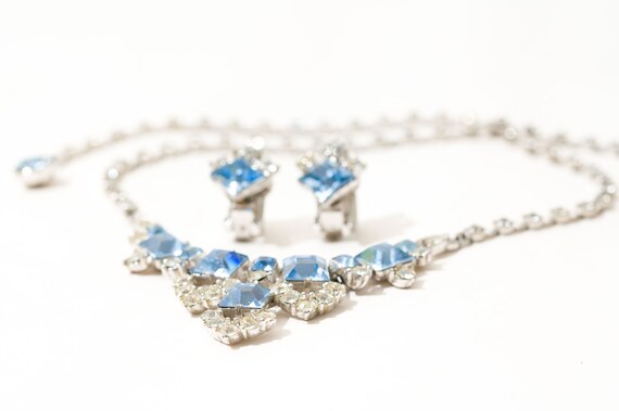 Vintage Rhinestone Necklace and Earrings Set, Sig… - image 4