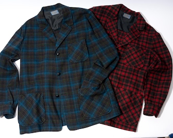 Chaqueta vintage de lana Pendelton, blazer, cuadros, azul o rojo, se vende por unidad