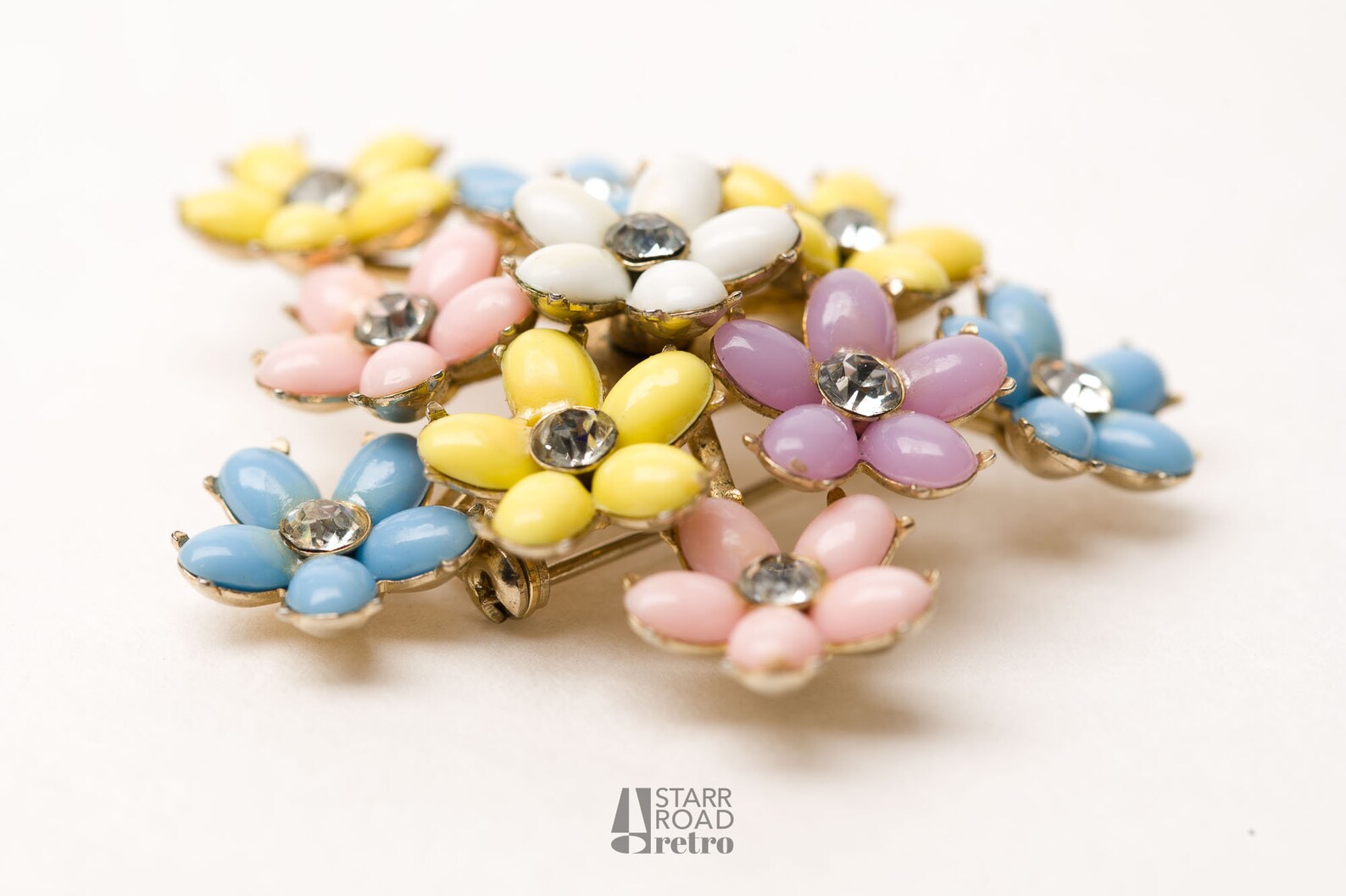 Vintage Flower Brooch, Plastic, Multi-color, Pastel - Etsy