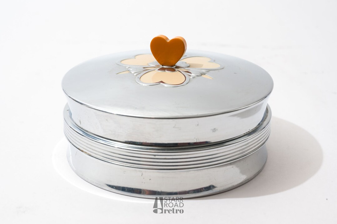 Vintage Vanity Jar With Bakelite Handle Powder Jar Trinket Etsy