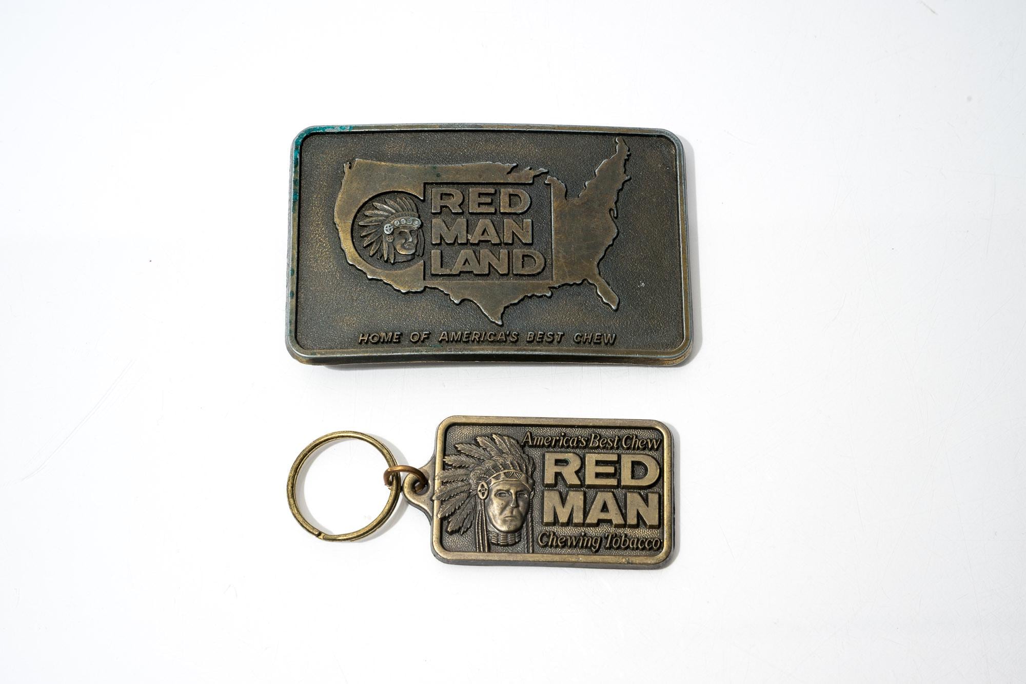 Vintage Red Man Land Belt Buckle or Key Chain, Chewing Tobacco, Sold  Separately