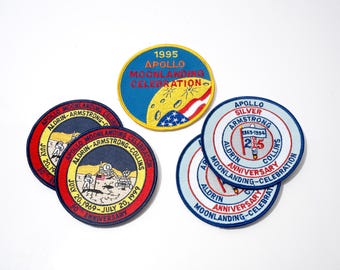 Vintage Moon Landing Anniversary Celebration Patches, 1990s, Sold Individually