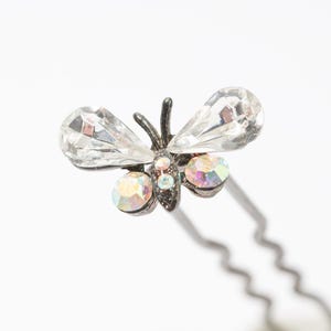 Vintage Haarnadel, Strass Schmetterling, Haarstab, Aurora Borealis