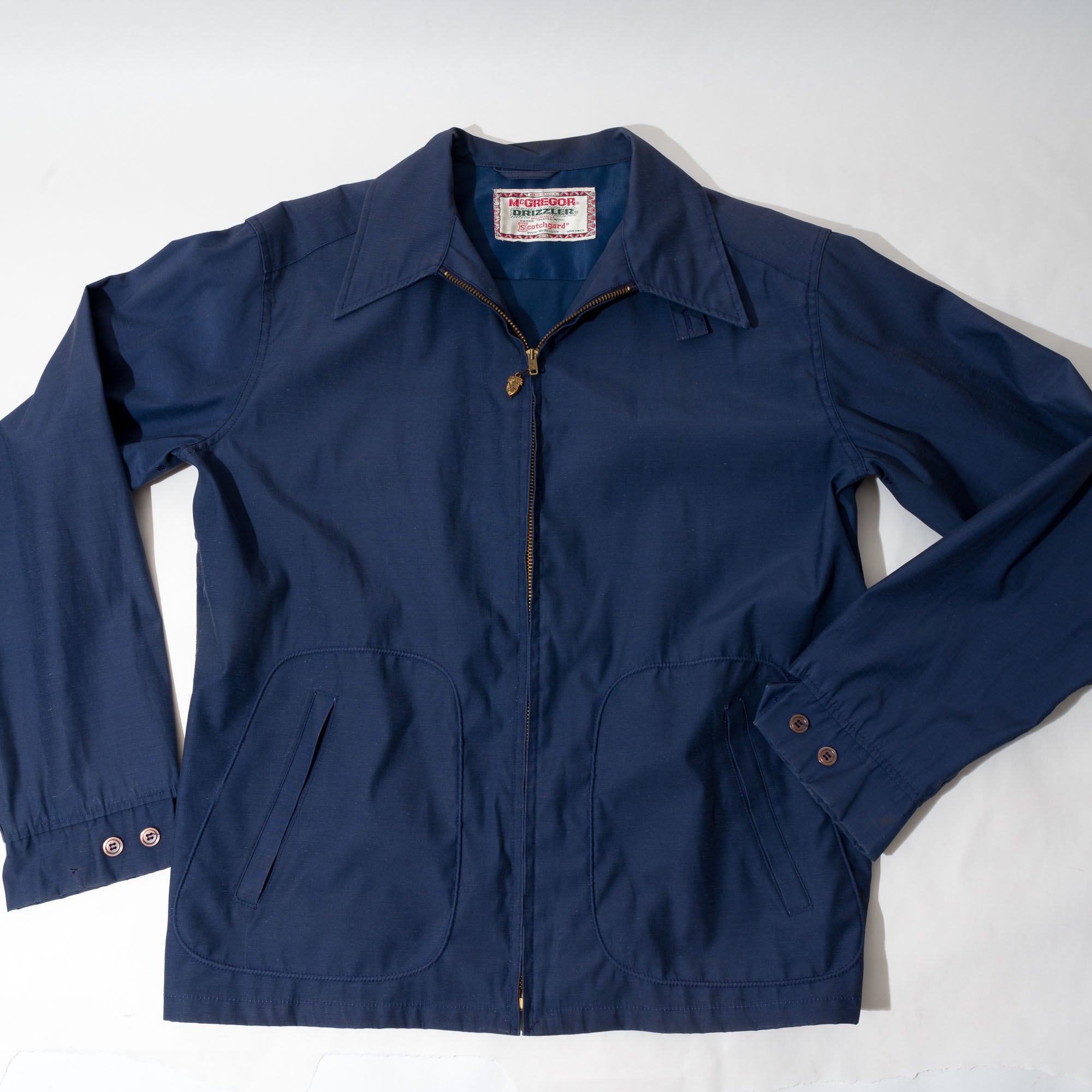 4/13迄出品 McGREGOR DRIZZLER JACKET 60s 70s Vintage Mcgregor Drizzler Treated With Scotchgard, Blue, 42L