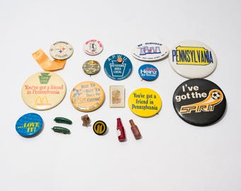 Vintage Pennsylvania Based Buttons, Pins, SOLD INDIVIDUALLY