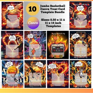 Basketball-Valentinstag-Jumbo-Kartenvorlage, 8,5 x 11 und 11 x 14, Sport-Valentinstag-Leckerl-Karte mit inspirierenden Zitaten