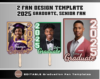 2025 Grad, Senior Fan Template, Graduation Fan Template, Grad Paddle Fan Template, Graduation 2025, Editable Canva Template