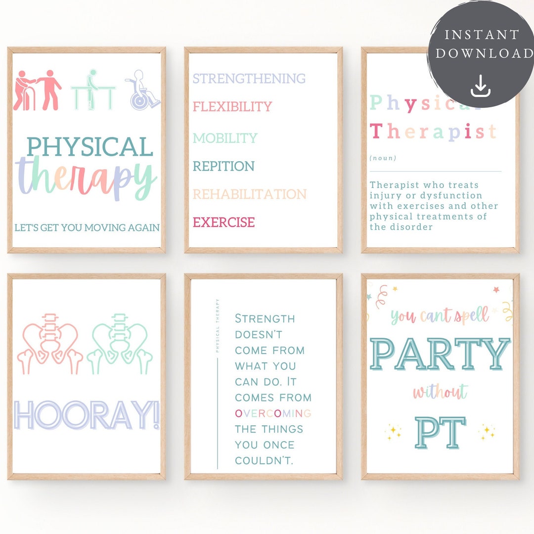 Physical Therapy Poster Set 6 Physical Therapy Posters Etsy