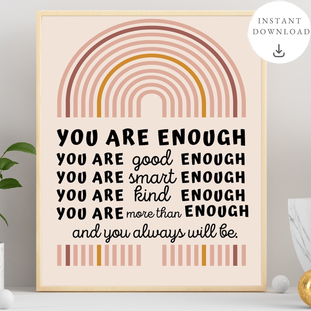 You Are Enough Poster, Speech Therapy Print, Occupational Therapy