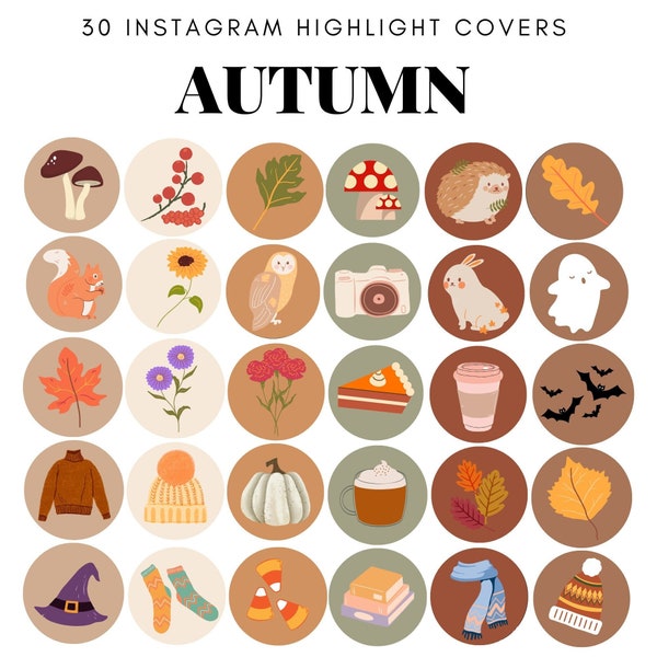 Autumn Instagram Highlight Covers Earth Tones | Fall | Minimalist | Neutral | Icons | Boho | Cute | Animals | Halloween | Thanksgiving