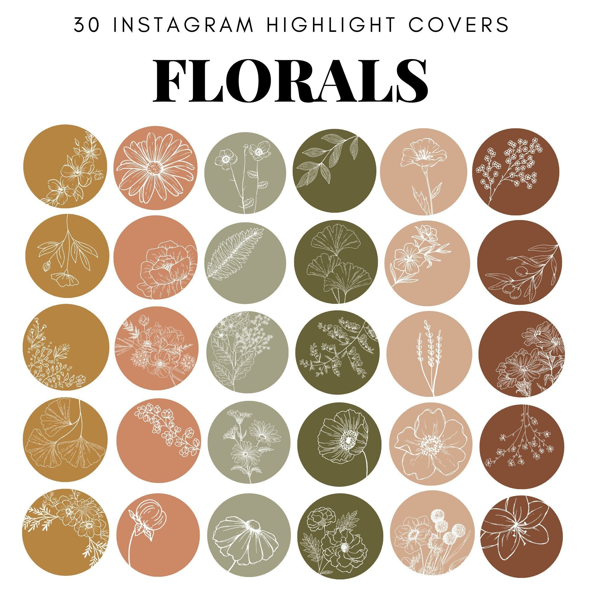 Floral Instagram Highlight Covers Earth Tones | Botanical | Minimalist ...