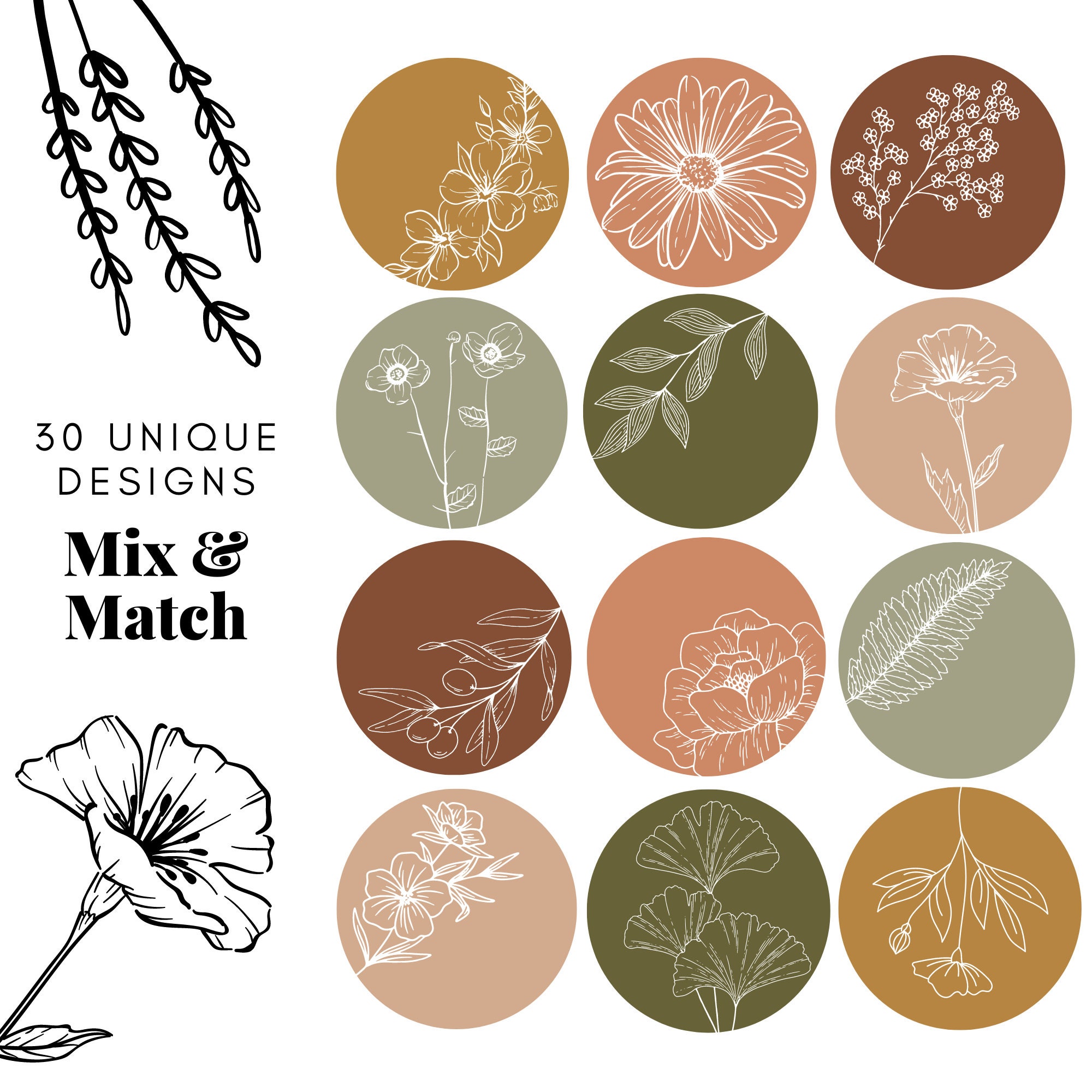 Floral Instagram Highlight Covers Earth Tones | Botanical | Minimalist ...