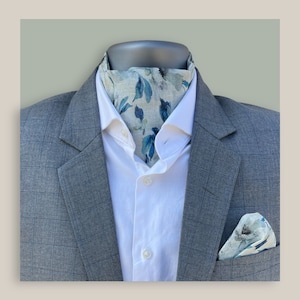Handmade with Pure Soft Linen: Floral Print Unisex Ascot Cravat