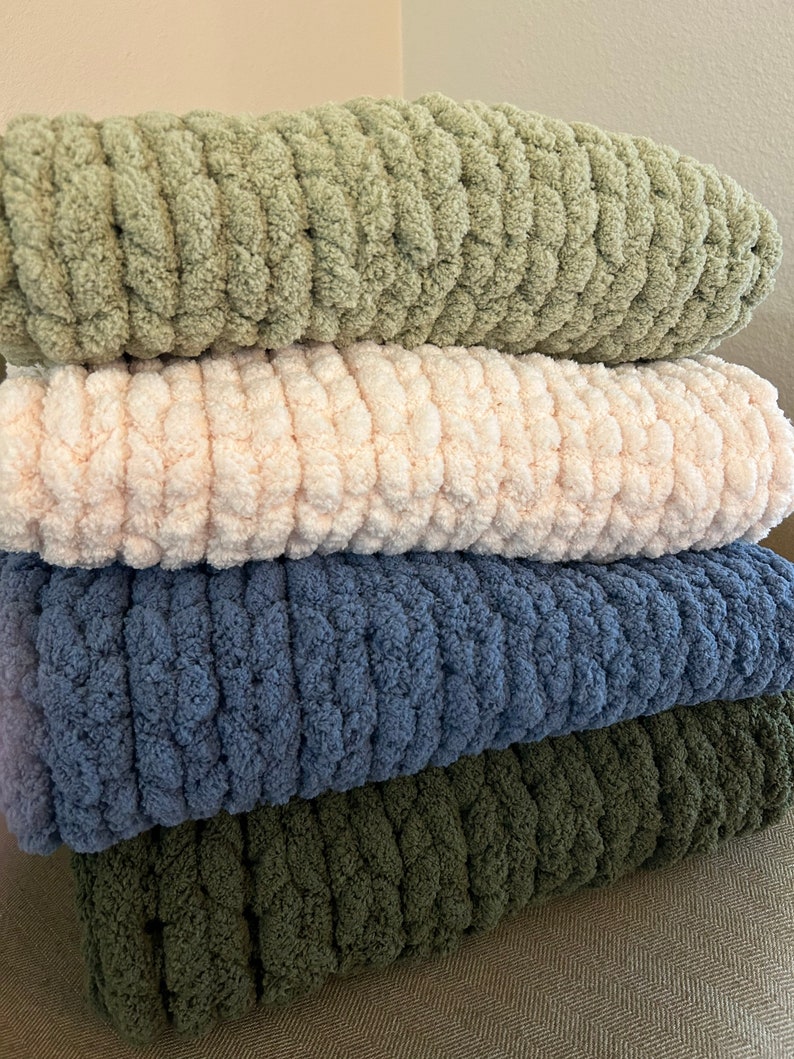 Chunky Knit Throw Blanket Hand Knit Crochet Blanket Etsy
