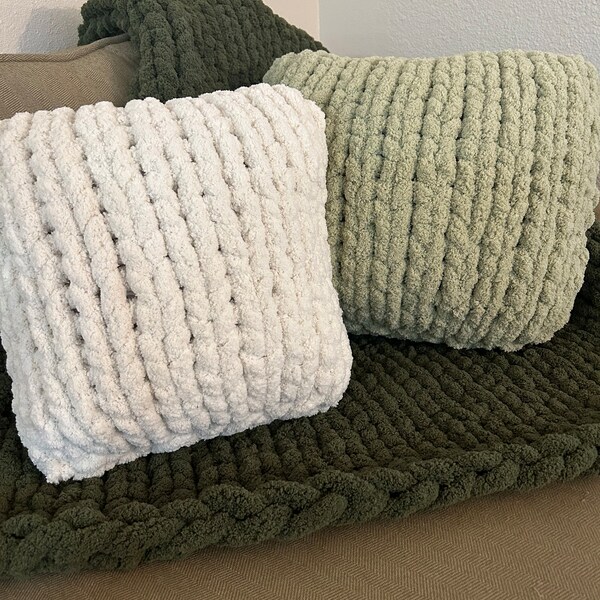 Blue Knit Pillow Etsy