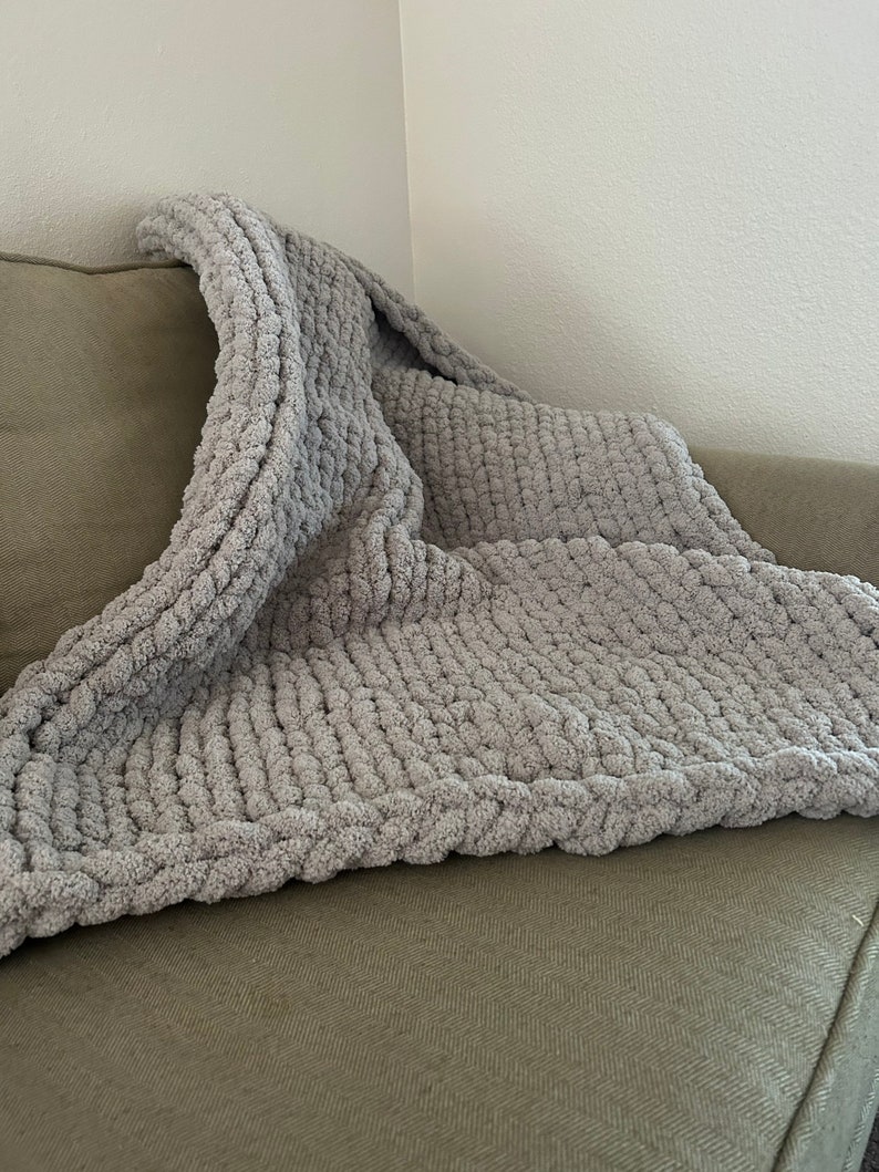 Chunky Knit Throw Blanket Hand Knit Crochet Blanket Etsy
