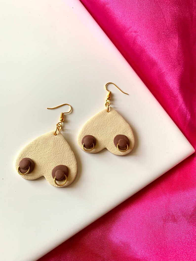 Queer Lesbian Woman Piercing Melons Maximalist 4 Polymer Clay Earrings
