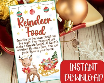 Reindeer Food Tag, Christmas Favors, Download Christmas Labels, Reindeer Printable, Magical Reindeer, Christmas Party Favors, Class Treats