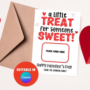Valentinstag Geschenkkartenhalter, süße Leckerei Valentinstag Geschenkkartenhalter, Valentinstag druckbare, eine kleine Leckerei 5 x 7 Geschenkkarte, Kaffee Geschenkkarte