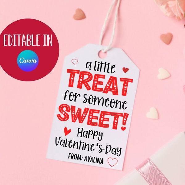 Valentine's Day Tag, Sweet Treat, Valentine Gift Label, Kids School Printable Editable, Treat Bags, Classroom Favor Tag, Business Gift