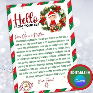 Carta de presentación de elfos de Navidad, Carta de llegada de elfos imprimible, Carta de visita de los elfos por primera vez, Carta de nuevos elfos, Bienvenida de los elfos de Navidad