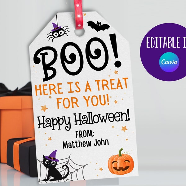 Halloween Favor Tags, Boo Gift Tags, Trick Or Treat Favor Tags, Treat Bags, Printable Halloween Tags, Halloween Party Favor, Boo Gift Tags
