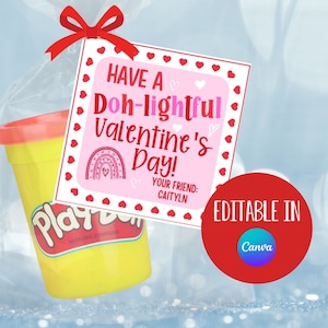 Étiquette de pâte à modeler pour la Saint-Valentin, étiquette cadeau pour la Saint-Valentin, éclairage lumineux, impression modifiable pour l'école pour enfants, sacs à friandises, étiquette de cadeau pour la classe, pâte à modeler