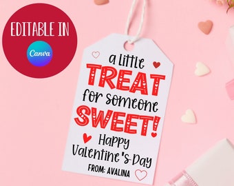 Valentine's Day Tag, Sweet Treat, Valentine Gift Label, Kids School Printable Editable, Treat Bags, Classroom Favor Tag, Business Gift