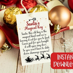 Santa's Magic Key Tag, Kerstavond Box Filler, Kerstavond Tradities, Cadeau, Magische Kerstsleutel, Instant Afdrukbare Digitale Download