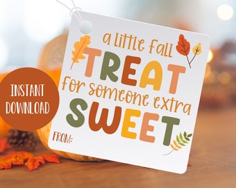 Tags herfstbedankjes, herfstcadeaukaartjes, herfstbedankkaartjes, zakjes herfsttraktatie, afdrukbare Halloween-tags, herfstfeestgunst, cadeaukaartjes zoete traktatie