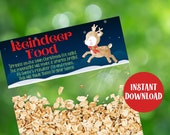 Reindeer Food Bag Topper, Christmas Favors, Download Christmas Tags, Holiday Gift, Magical Reindeer, Christmas Party Favors, Class Treats