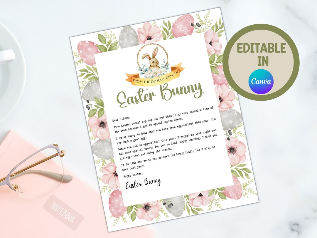 Printable Official Letter From the Desk of the Easter Bunny, Editable ...