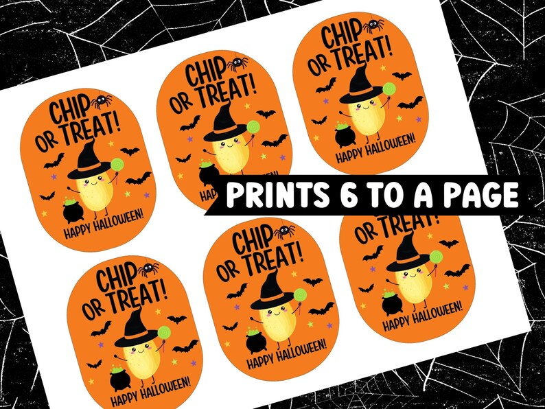 Halloween Chip Labels, Chips Kids Halloween Printable, Pringles Snack Size Chips, kids Halloween school Chip or Treat-Chip Halloween Tags image 2