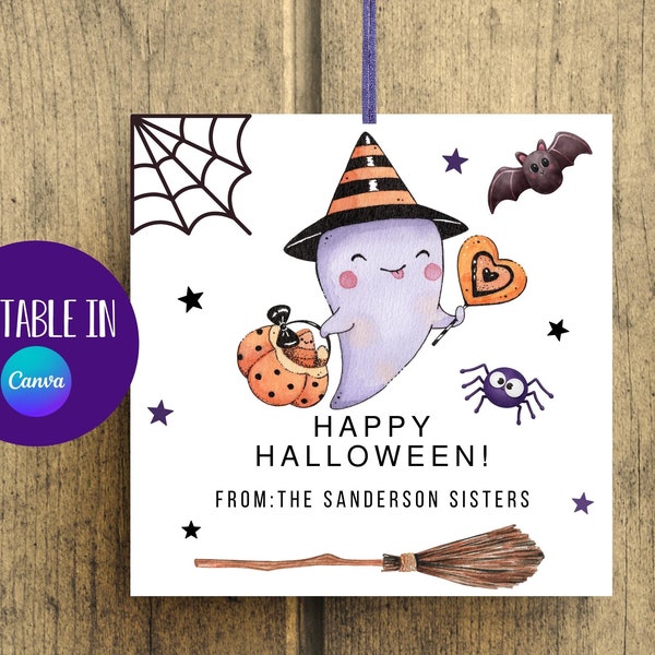 Etiquettes à imprimer Halloween, Gâterie d'Halloween, Etiquettes pour cadeaux, Des bonbons ou un sort, Sacs à friandises, Etiquettes joyeux Halloween, Fête d'Halloween, Étiquettes cadeaux fantômes