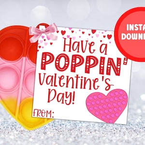 Valentines Pop it Tags, Etiketten, Valentinstag, Valentinstag, Schulzimmer Geschenk, Valentinstag Karte, Valentinstag Karte