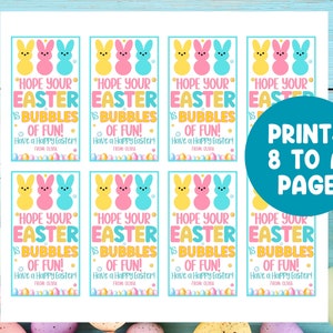 Easter Bubbles Tag, Printable Easter Tags, Easter Gift, Easter Tags, Printable Bubbles Tag, School Favor Tag, Treat Bags, Classroom Favors image 3