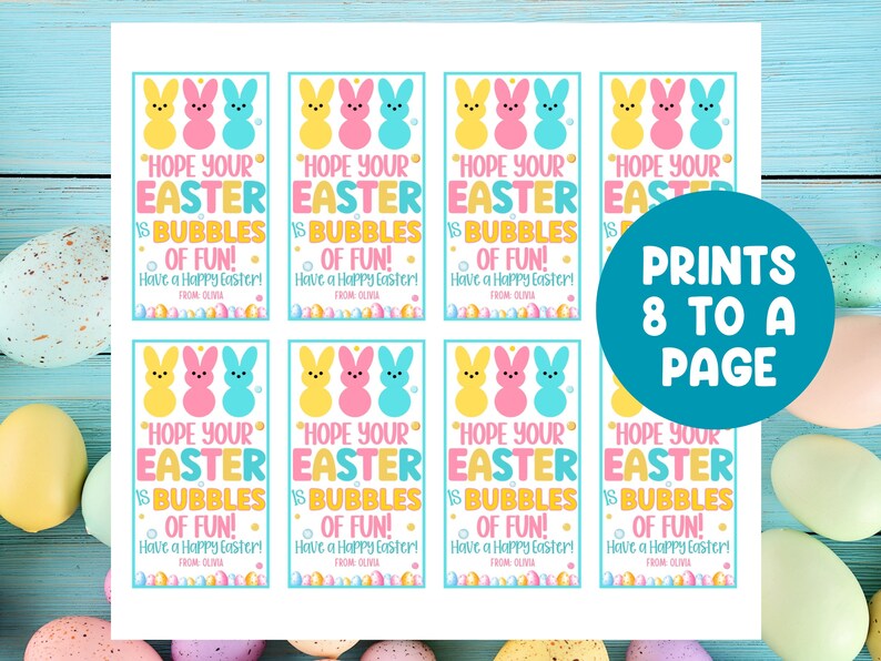 Easter Bubbles Tag, Printable Easter Tags, Easter Gift, Easter Tags, Printable Bubbles Tag, School Favor Tag, Treat Bags, Classroom Favors image 3