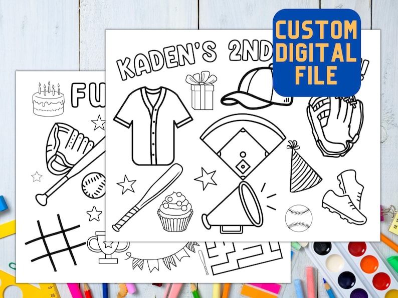 Baseball Coloring Page Birthday Coloring Activity Sport - Etsy