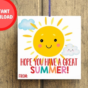 End of School Year Tag, Teacher Appreciation Tag, Summer Sun, Classroom End Year Gift, Teacher Gift Label, Last Day, Printable, Preschool