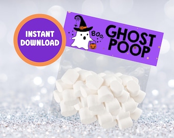 Halloween Party Favors, Treat Bag Toppers, Ghost Poop, Favor Bag Topper, Halloween Favor Bags, Halloween Favor Tag, Halloween Bag Toppers