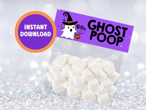 Halloween Party Favors, Treat Bag Toppers, Ghost Poop, Favor Bag Topper, Halloween Favor Bags, Halloween Favor Tag, Halloween Bag Toppers