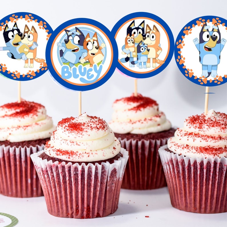 Bluey Birthday Cupcake Toppers DIY Print and Cut Birthday Etsy UK